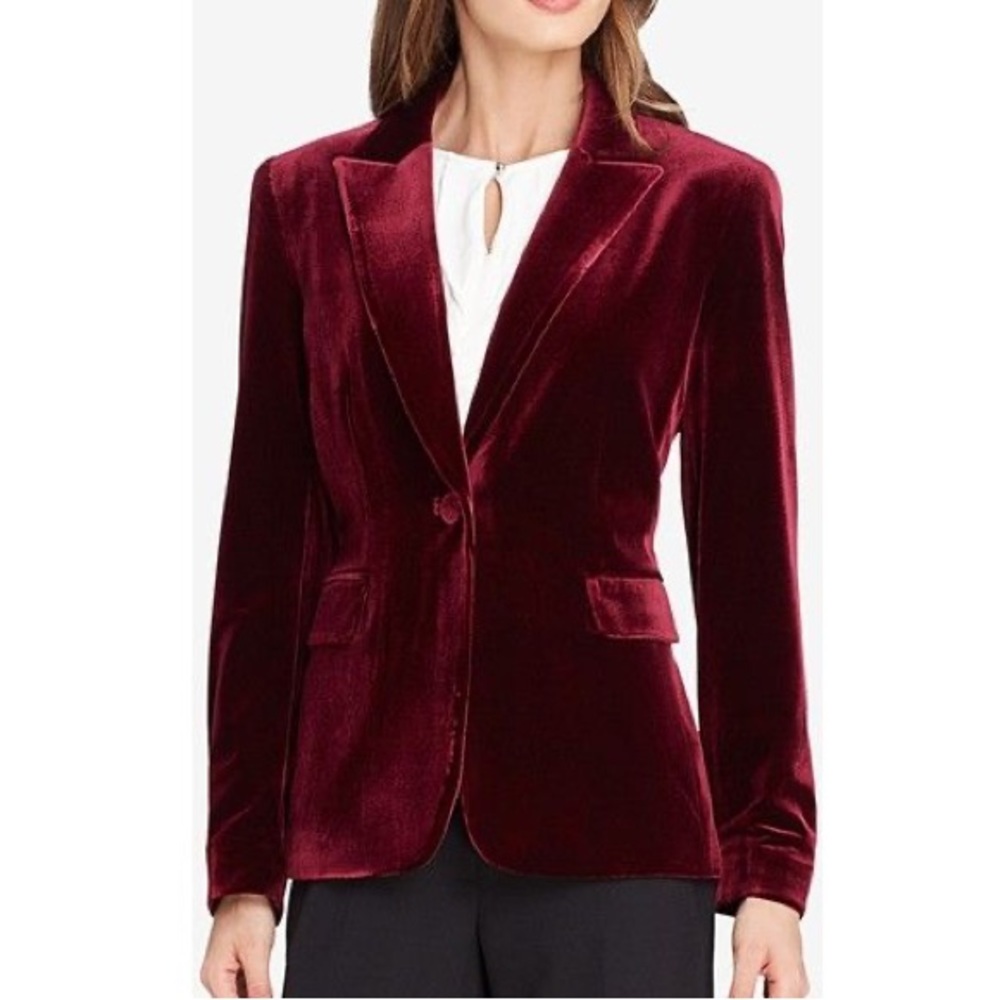 Tahari red velvet blazer